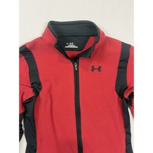 Under Armour Cold Gear Jacket Womens Small Full Zip Fleece Red/Black Stretch